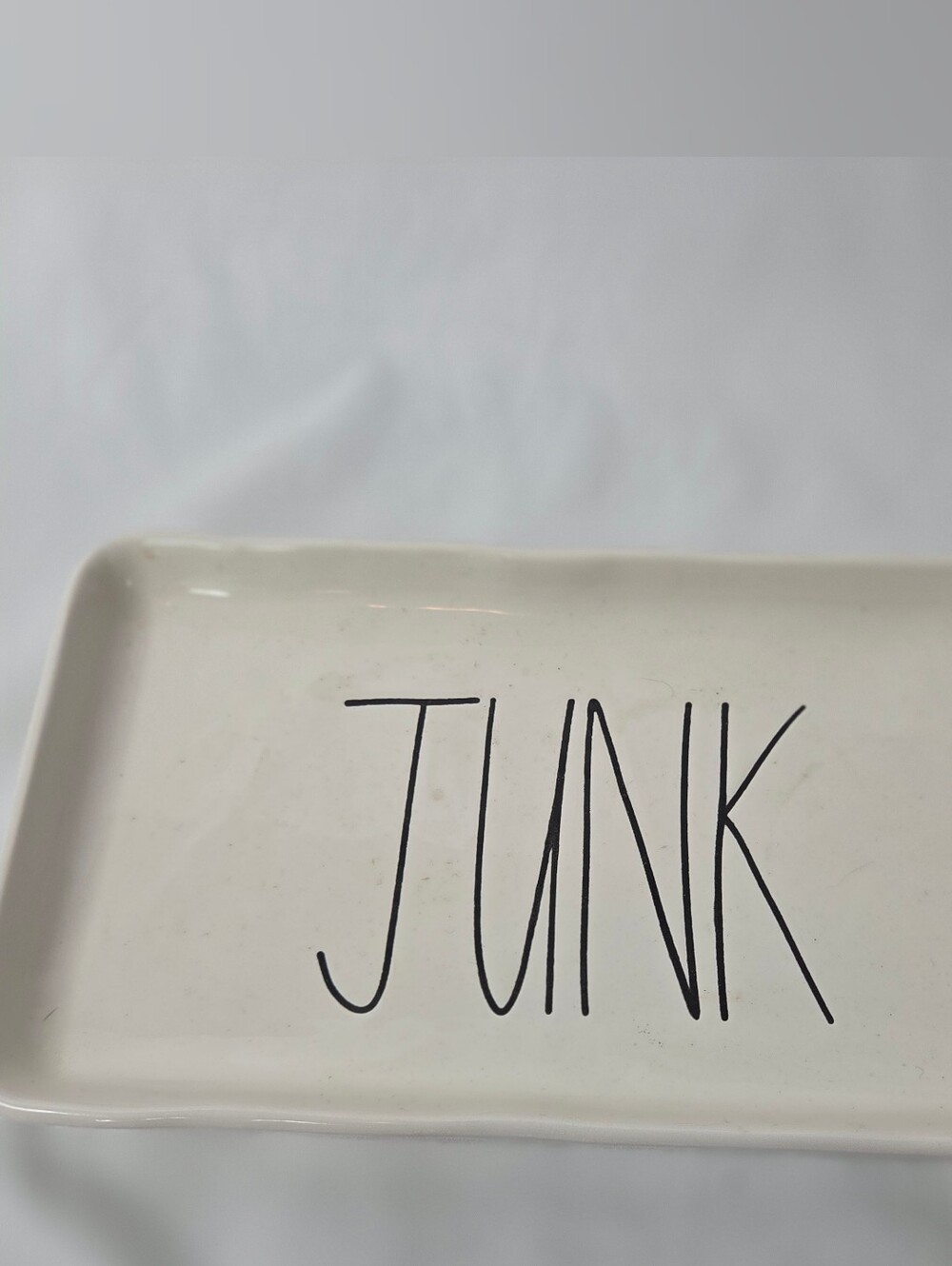 Rae Dunn White Ceramic 'JUNK' Rectangular Tray